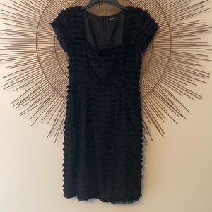 Nanette Lepore metallic black fringe dress size 0